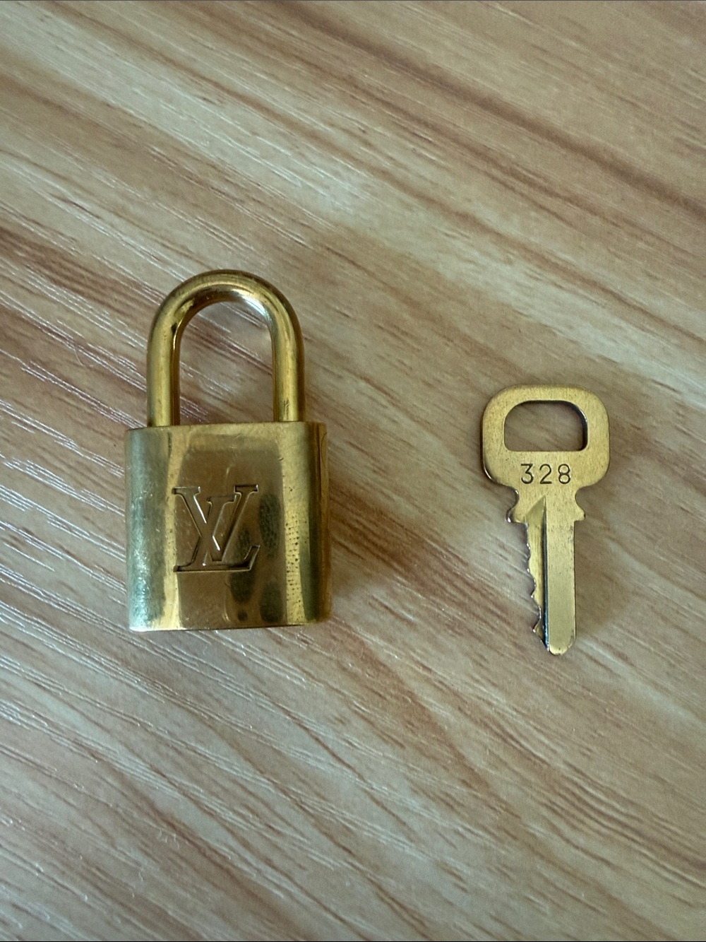 Louis Vuitton Gold Padlock and Key Set #328